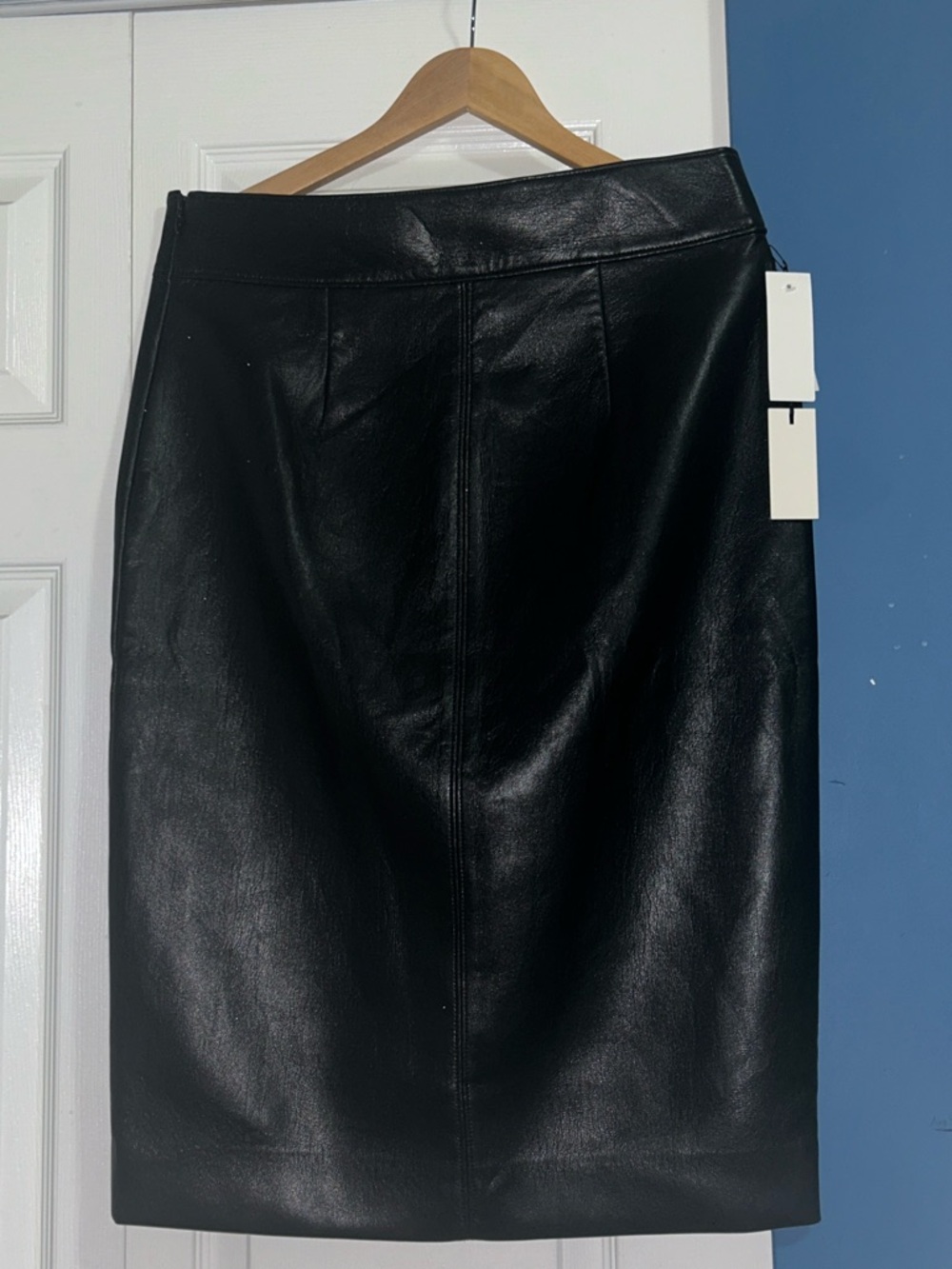 Babaton Black Faux Leather Pencil Skirt